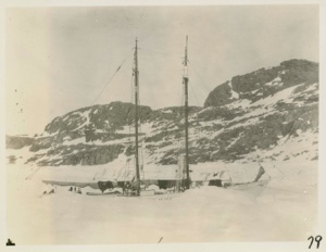 Image: The Bowdoin in winter quarters